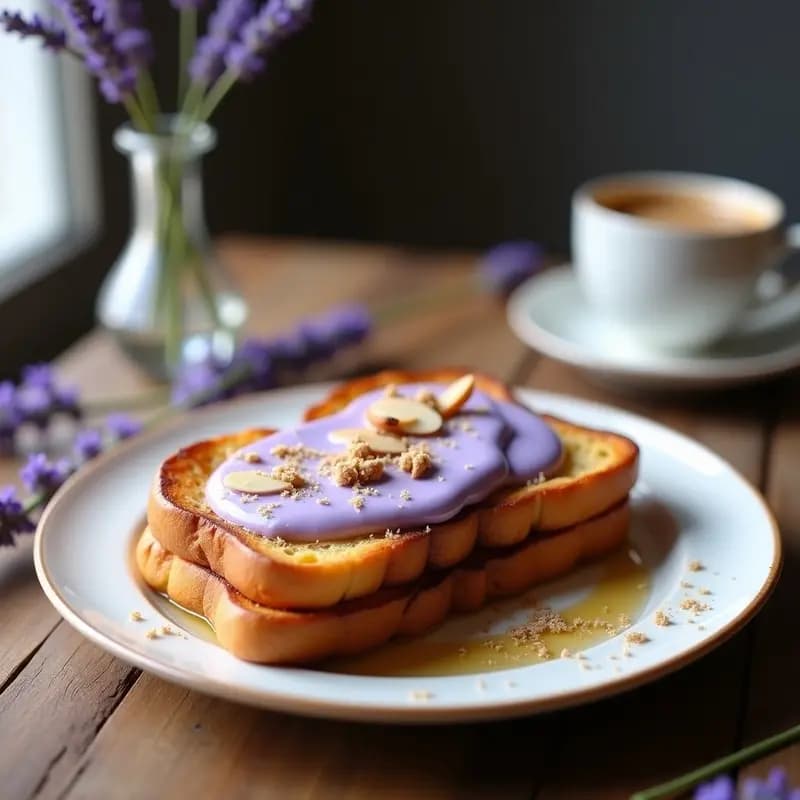 Tostadas Francesas de Brioche con Crema de Lavanda: Desayuno Francés Gourmet