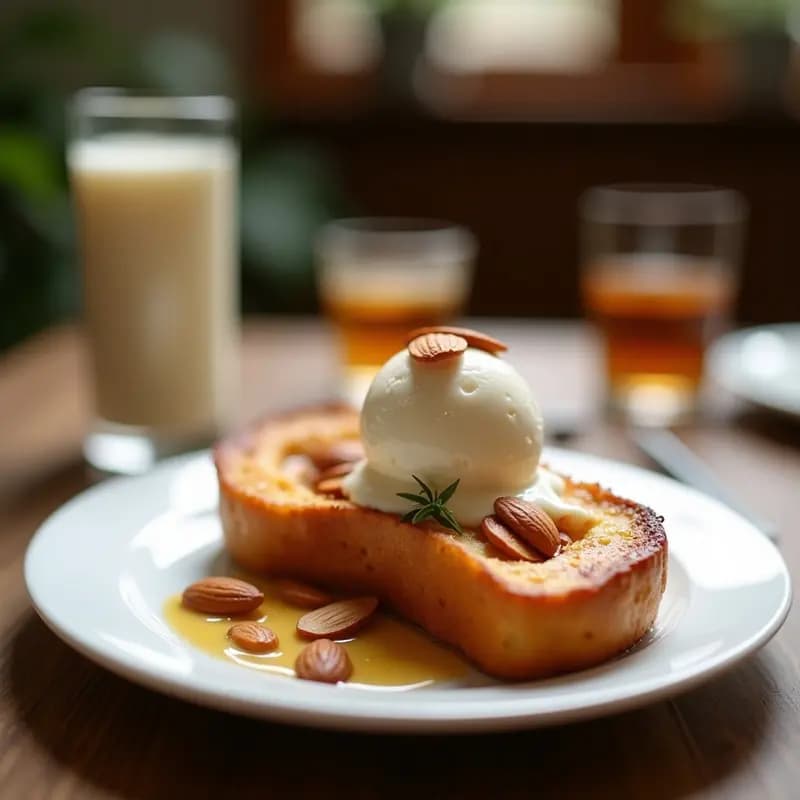 Tostadas Francesas de Brioche con Helado de Turrón: Postre Francés Caliente-Frío