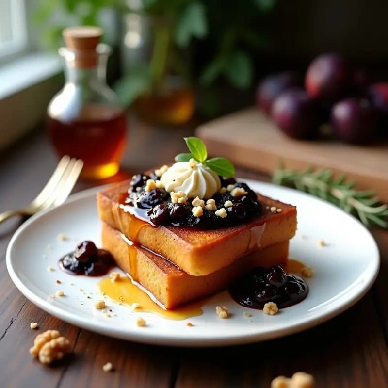 Tostadas Francesas de Brioche con Compota de Higo Negro y Queso de Cabra: Desayuno Decadente