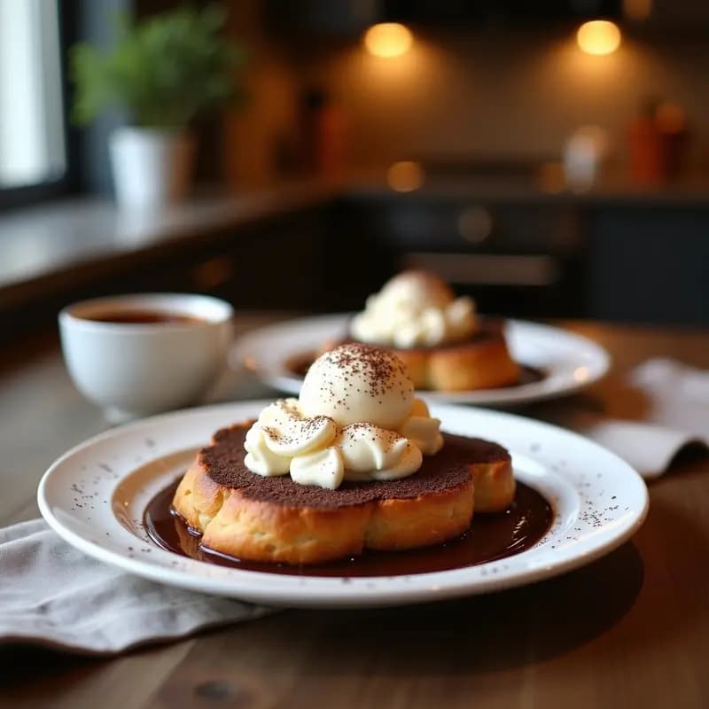 Tostadas de Pan Brioche con Mantequilla de Maní, Helado y Sirope de Chocolate: Desayuno de Rey