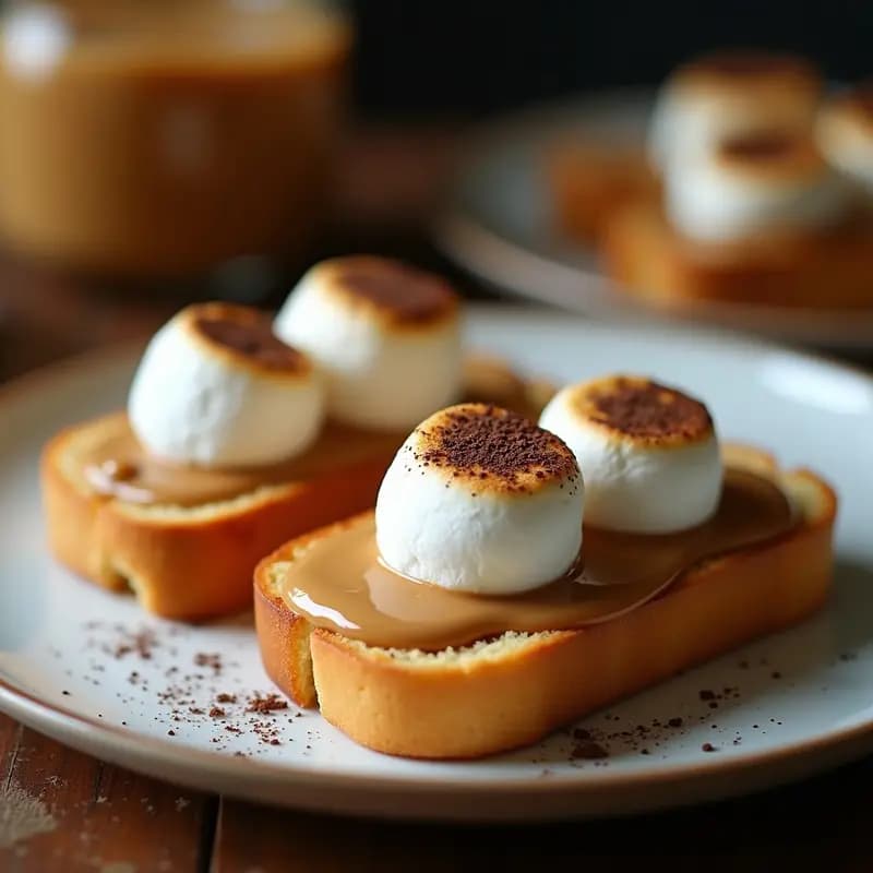 Tostadas de Pan Brioche con Mantequilla de Maní y Marshmallows Gratinados: Merienda de Ensueño