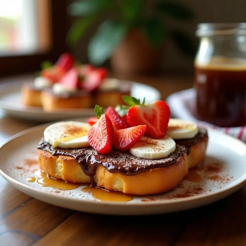 Tostadas de Pan Brioche con Nutella Queso Brie y Fresas: Desayuno de Lujo