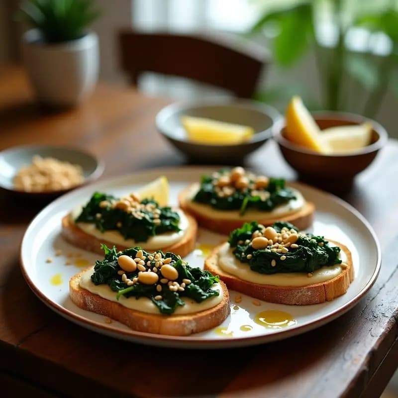 Tostadas de Cannellini y Espinacas Ahumadas: Receta Vegana Alta en Proteína en 15 Minutos