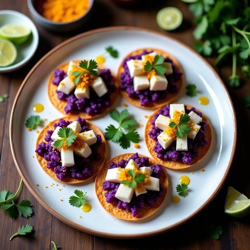 Tostadas de Cebiche Peruano Crujiente: Receta con Maíz Morado y Camote en 20 Minutos
