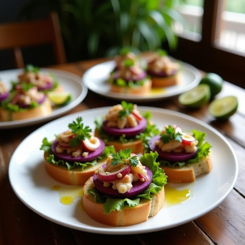 Tostadas de Cebiche de Pulpo Cocido: Receta Peruana Sin Cocinar en 20 Minutos