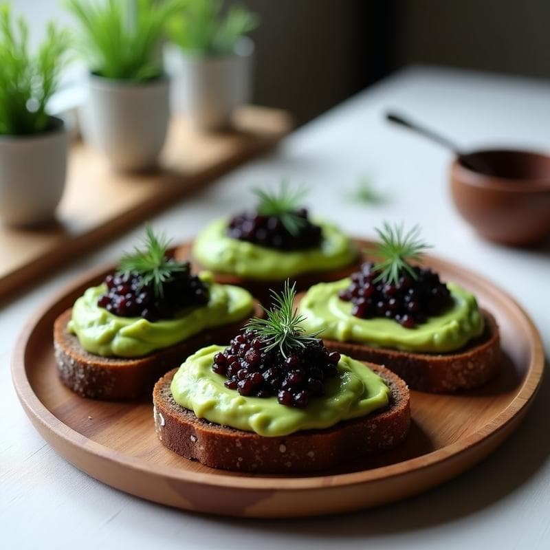 Tostadas de Pan de Centeno con Aguacate y Caviar de Berenjena: Desayuno Danés Sin Gluten