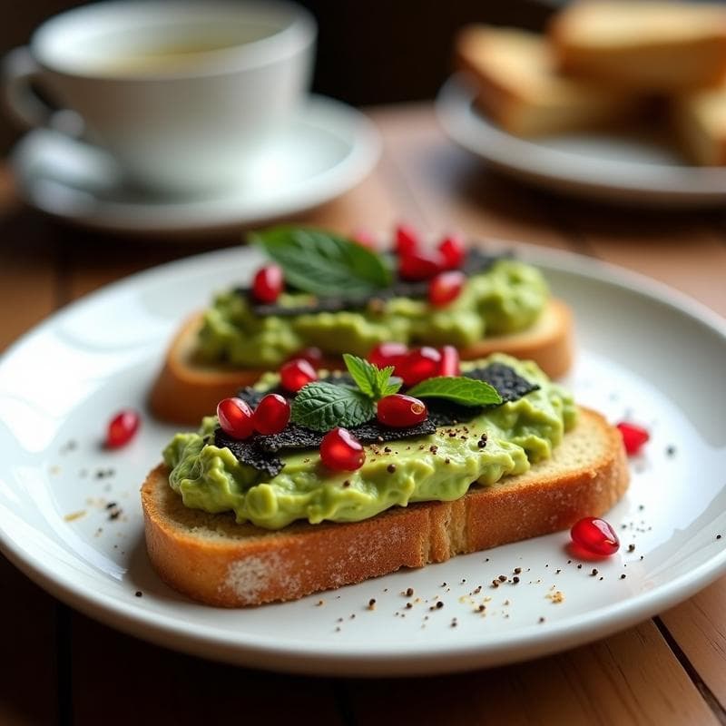 Tostadas de Pan de Centeno con Aguacate y Semillas de Granado: Receta Vegana y Sin Gluten en 5 Minutos