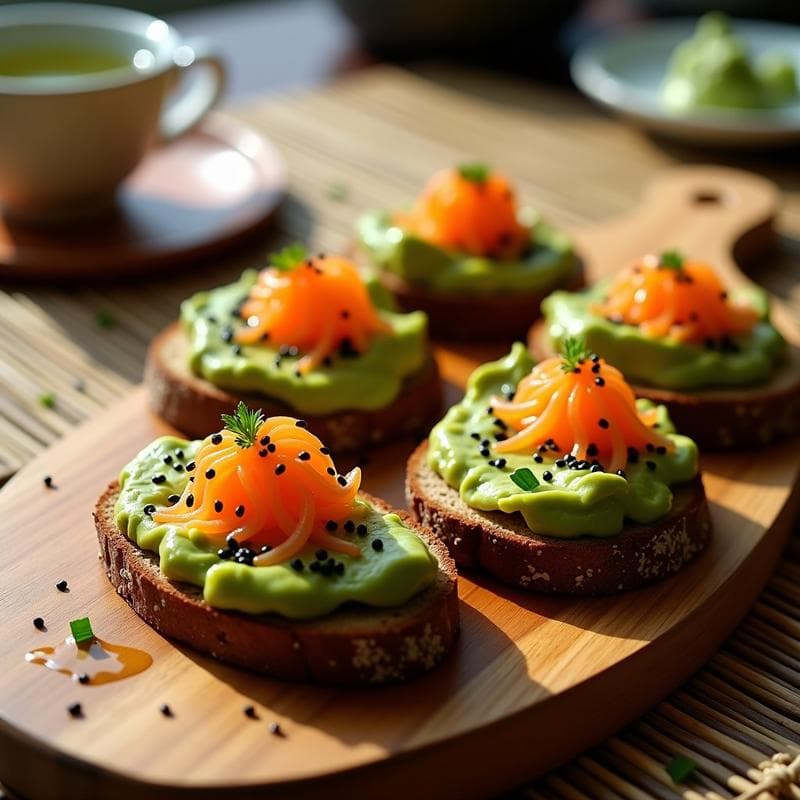 Tostadas de Pan de Centeno con Aguacate y Huevas de Tobiko: Receta Japonesa de Desayuno en 10 Minutos