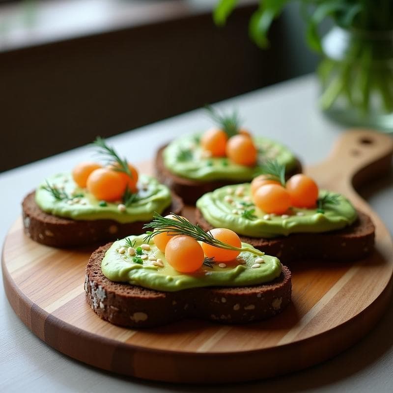 Tostadas de Pan de Centeno con Puré de Aguacate y Huevas de Trucha: Receta Escandinava Alta en Omega-3