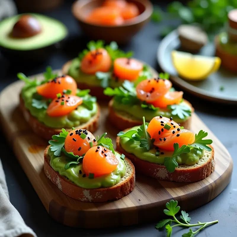 Tostadas de Pan de Centeno con Aguacate Trufado y Huevas de Salmón: Receta Nórdica Elegante