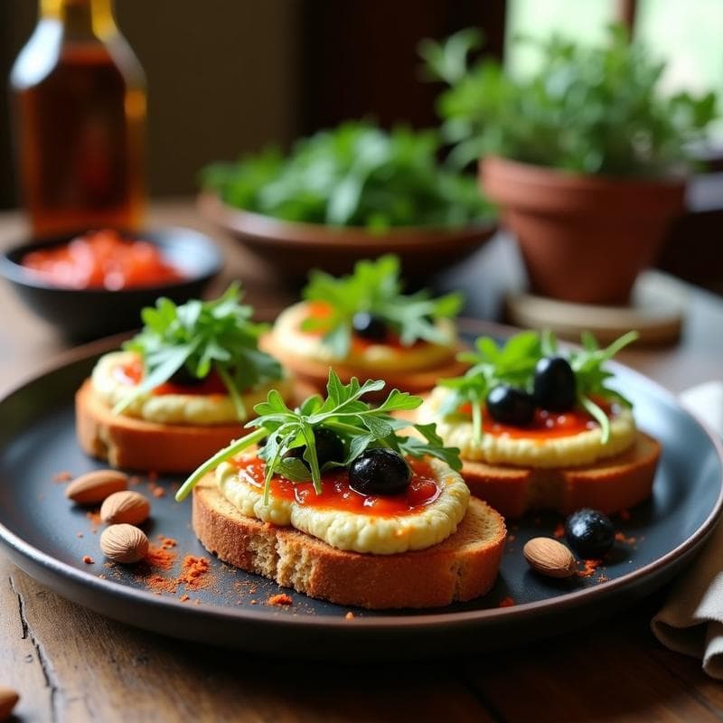 Tostadas de Pan de Centeno con Puré de Alcachofas y Romesco: Receta Española Sin Gluten en 10 Minutos