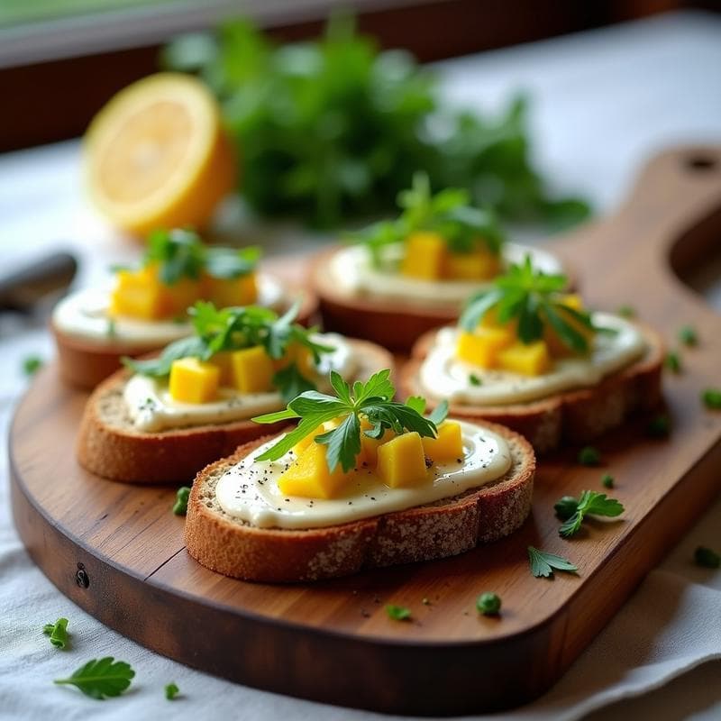 Tostadas de Pan de Centeno con Crema de Anchoas y Limón Confitado: Aperitivo Danés