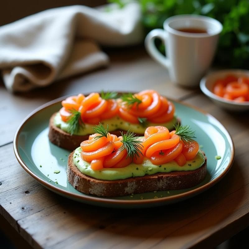 Tostadas de Pan de Centeno con Crema de Berros y Huevas de Salmón: Desayuno Escandinavo Alto en Omega-3