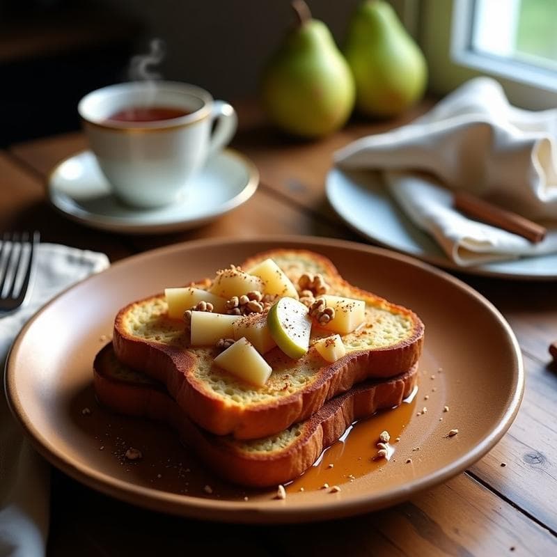 Tostadas Francesas de Pan de Centeno con Compota de Peras: Desayuno Sin Lactosa y Fibra