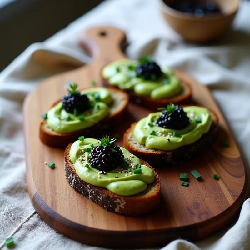 Tostadas de Pan de Centeno con Crema de Aguacate y Caviar de Lentejas: Receta Nórdica en 10 Minutos