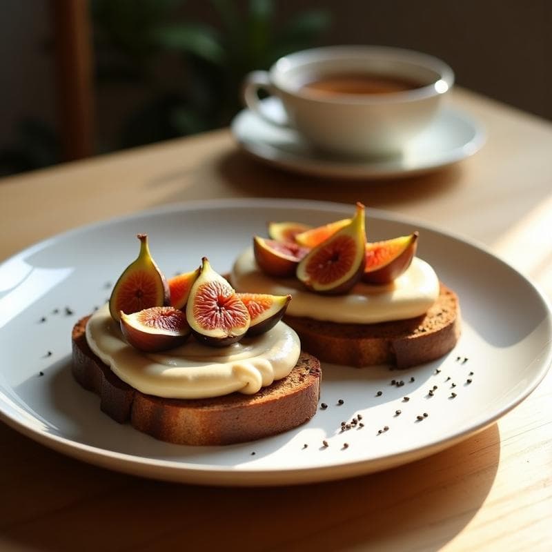 Tostadas de Pan de Centeno con Crema de Anacardos y Higos Caramelizados: Desayuno Keto y Sin Azúcar