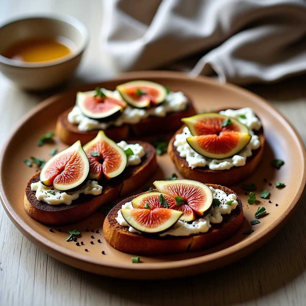 Tostadas de Pan de Centeno con Higo y Queso de Cabra: Desayuno Español Alta en Fibra