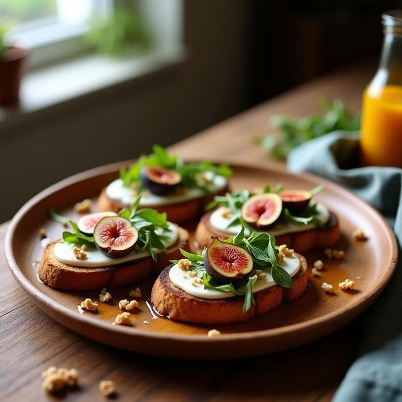 Tostadas de Pan de Centeno con Higos Asados y Queso Azul Vegano: Receta Sin Lactosa y Alta en Fibra