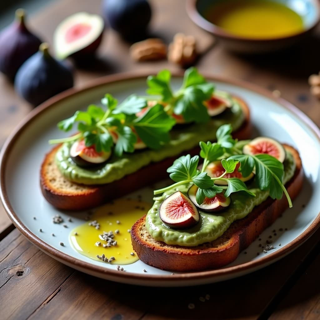 Tostadas de Pan de Centeno con Paté de Berros y Higos: Receta Alta en Omega-3