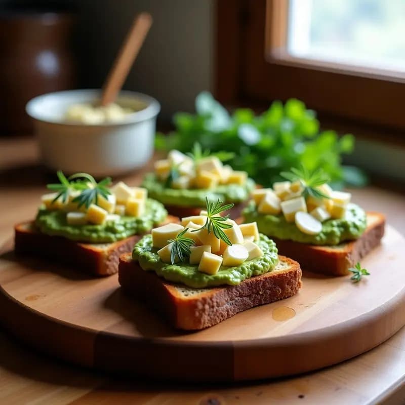 Tostadas de Pan de Centeno con Paté de Berros y Queso de Cabra: Aperitivo Danés Sin Horno
