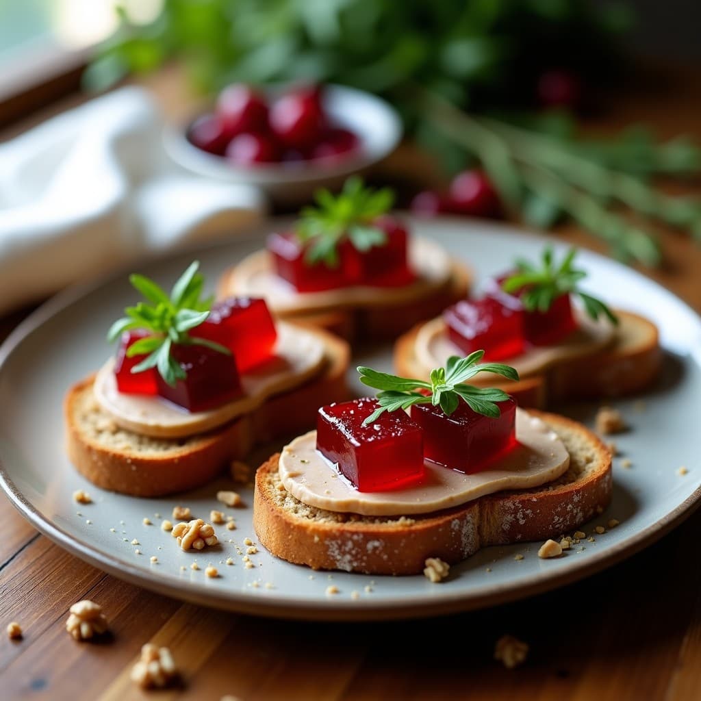 Tostadas de Pan de Centeno con Pâté de Hígado de Pollo y Gelée de Arándanos: Receta Francesa para Brunch
