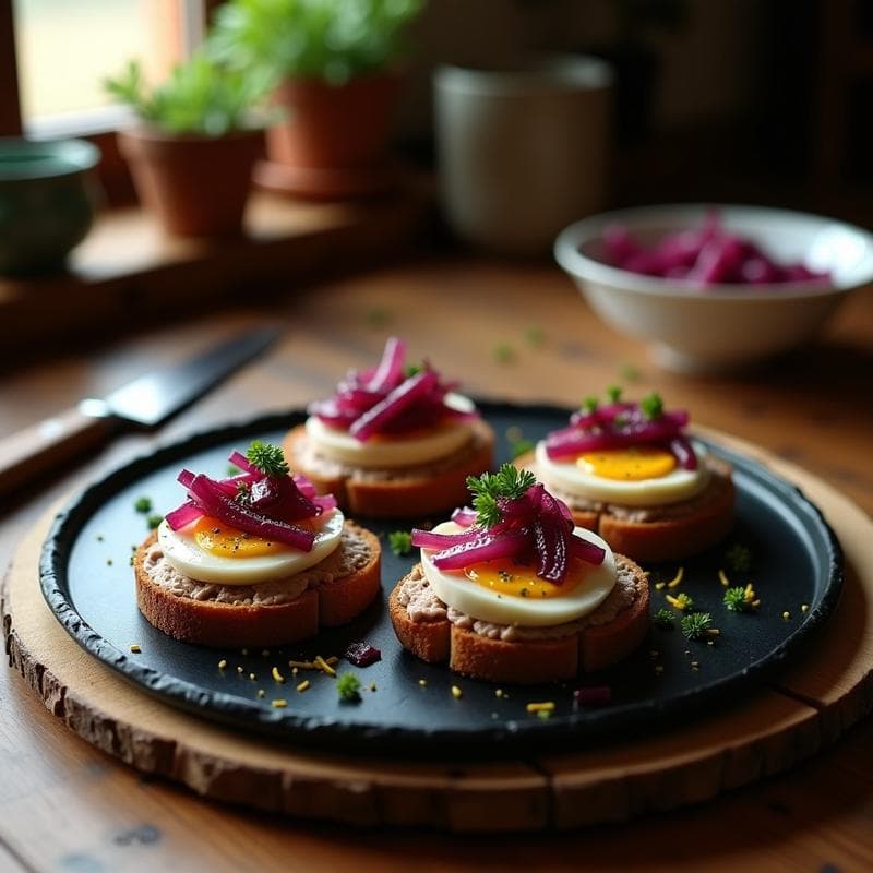 Tostadas de Pan de Centeno con Paté de Higado de Pollo y Cebolla Morada: Receta Alta en Hierro