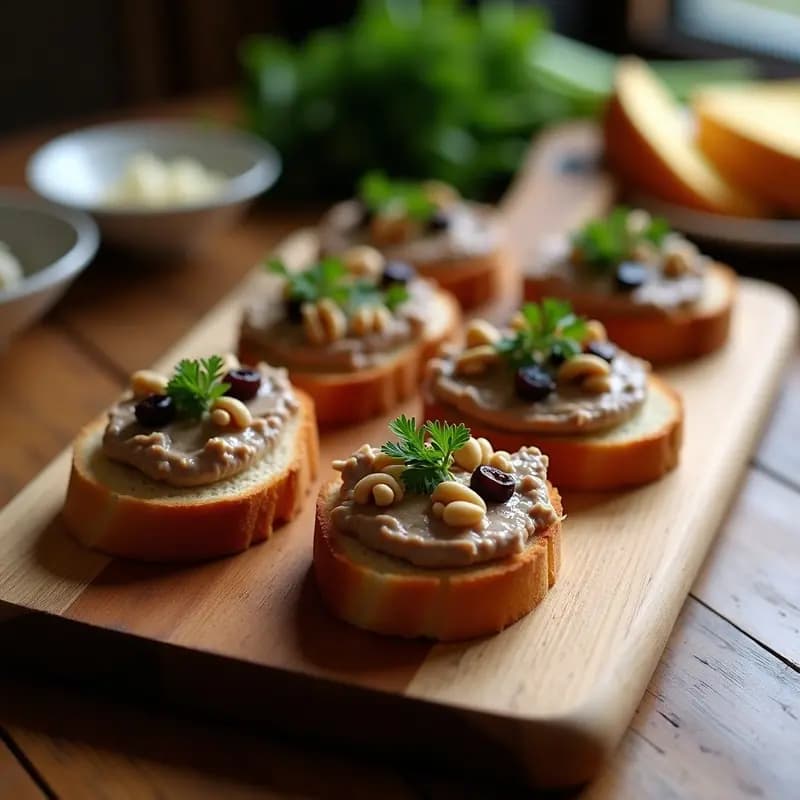 Tostadas de Pan de Centeno con Paté de Higado de Pollo y Ciruelas Pasas: Entrante Europeo Gourmet en 10 Minutos