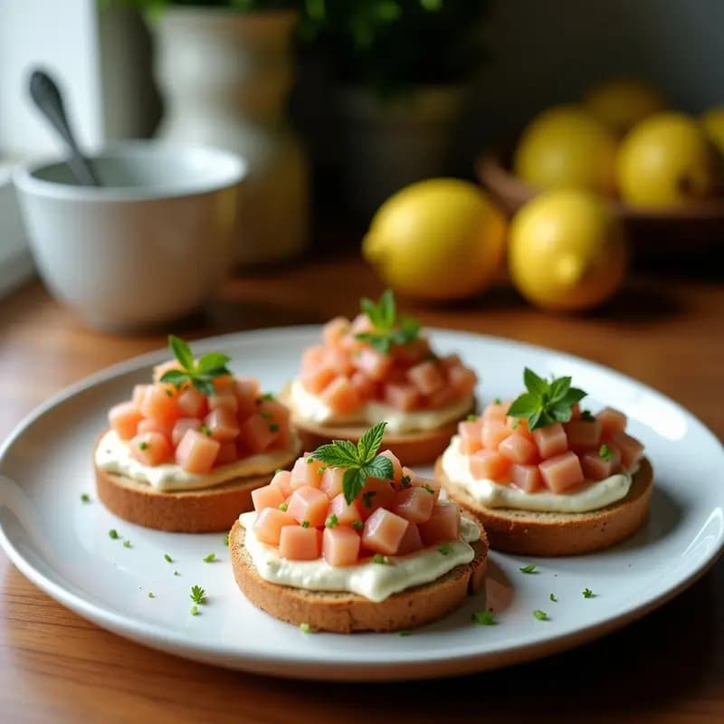 Tostadas de Pan de Centeno con Rillettes de Sardina y Limón: Entrante Francés Sin Lactosa