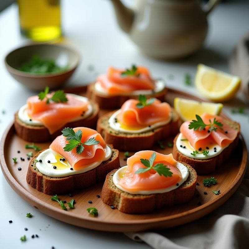 Tostadas de Pan de Centeno con Salmón Ahumado y Wasabi: Receta Escandinava en 5 Minutos
