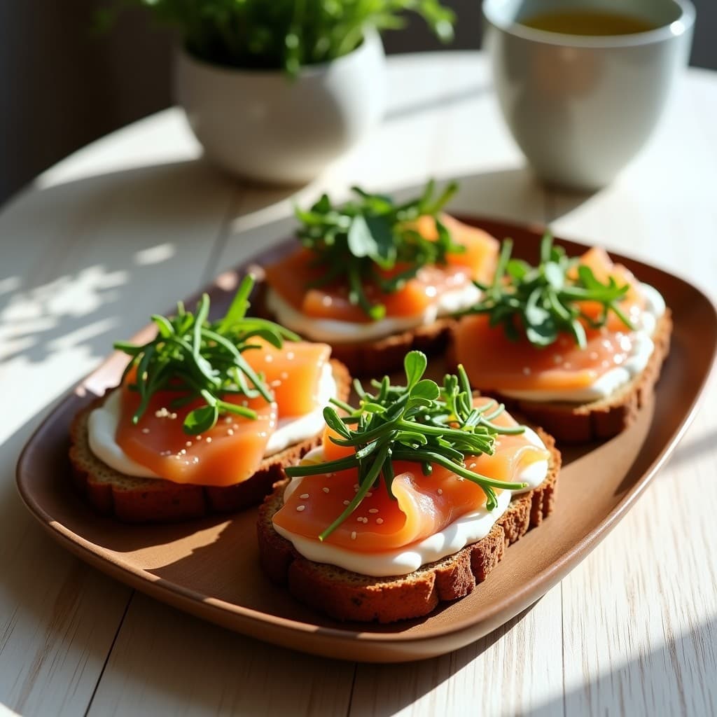 Tostadas de Pan de Centeno con Salmón Gravlax y Eneldo: Receta Nórdica para Desayunar