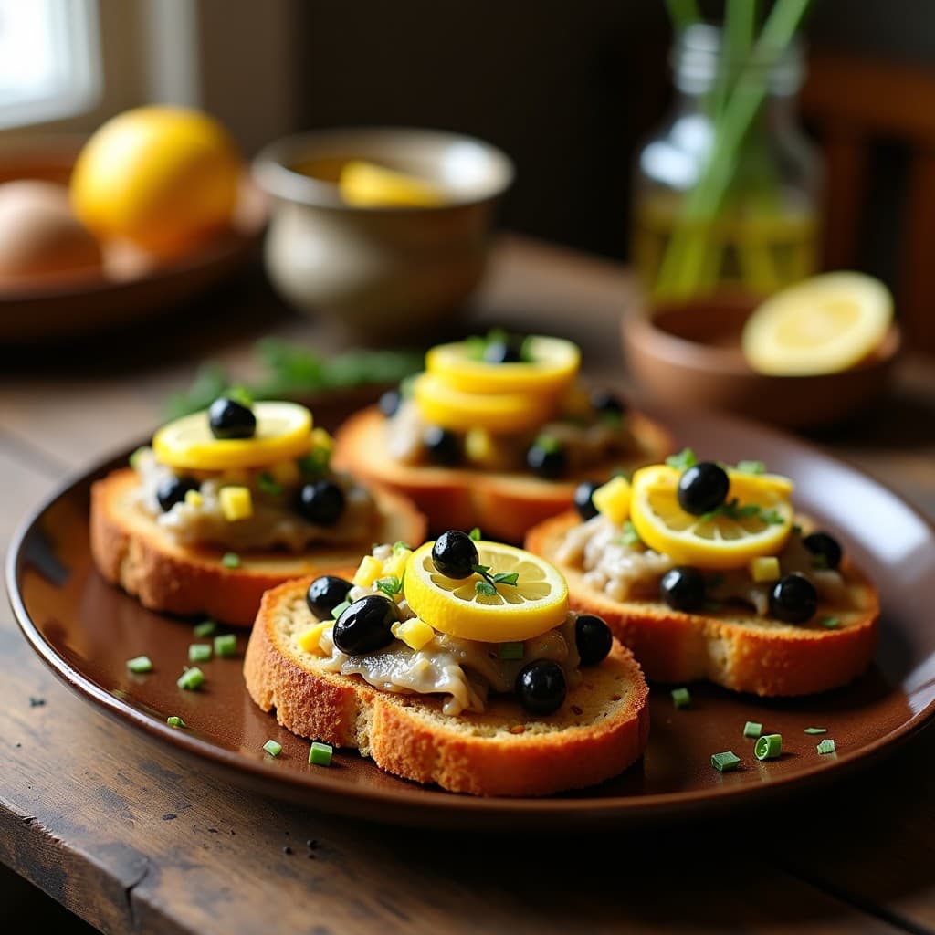 Tostadas de Pan de Centeno con Sarda en Aceite y Limón Confitado: Receta Portuguesa Sin Gluten