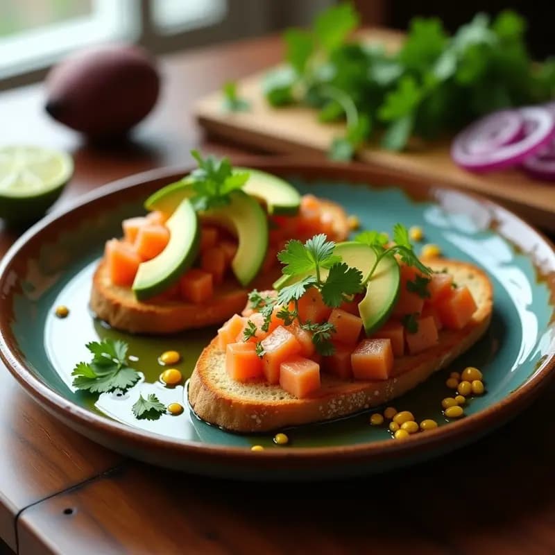 Tostadas de Ceviche de Salmón Ahumado: Receta Peruana Express con Toque de Lima y Cilantro