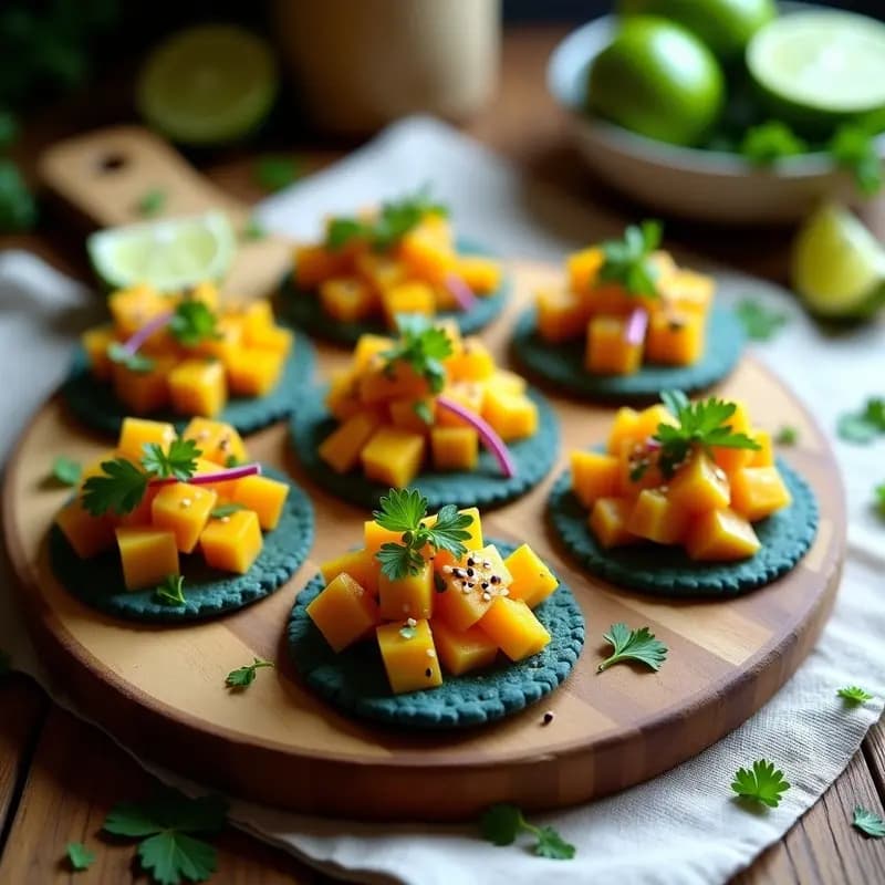 Tostadas de Ceviche de Mango y Pepino con Limón y Cilantro: Aperitivo Peruano Fresco