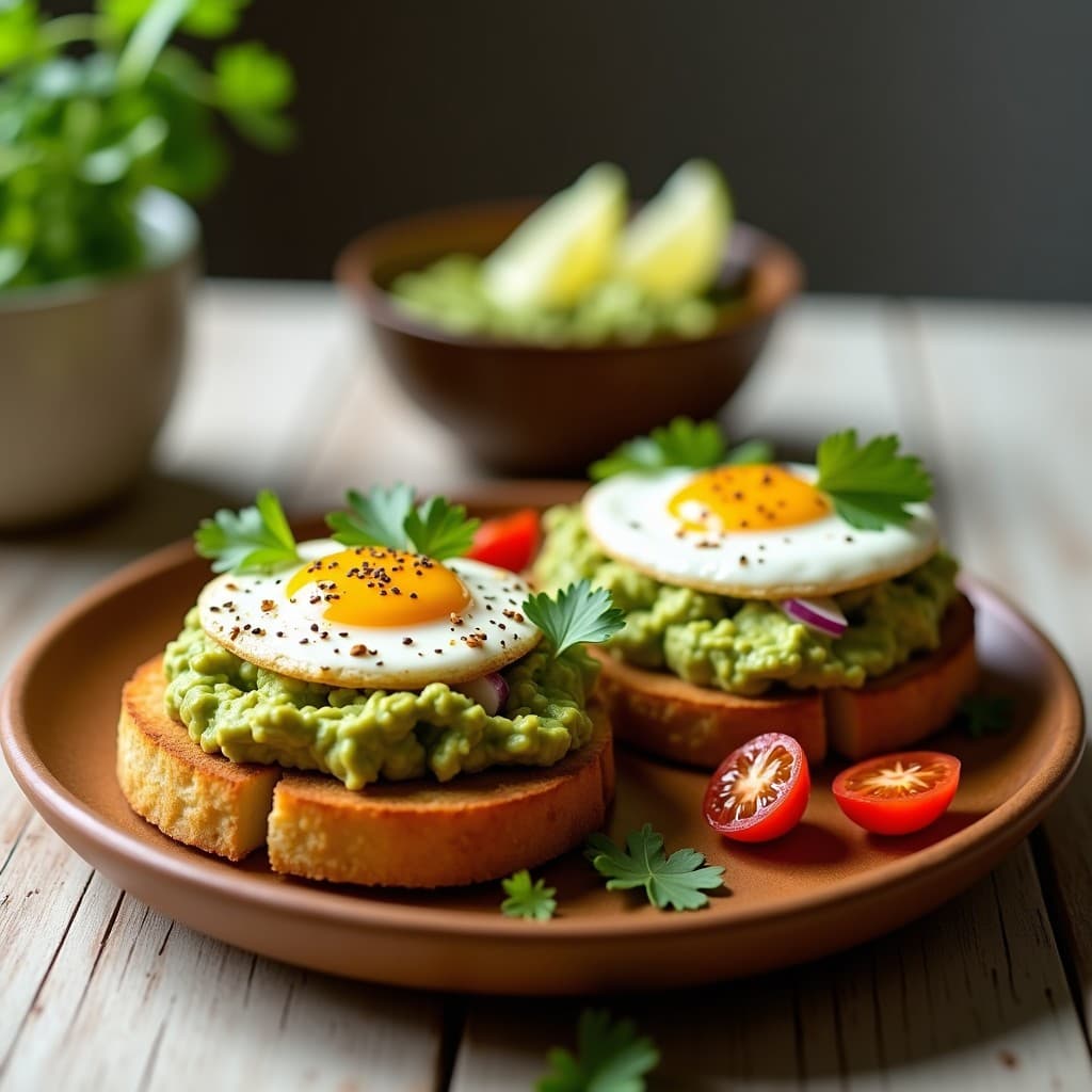 Tostadas de pan de coliflor con guacamole y huevo pochado: Desayuno keto en 10 minutos