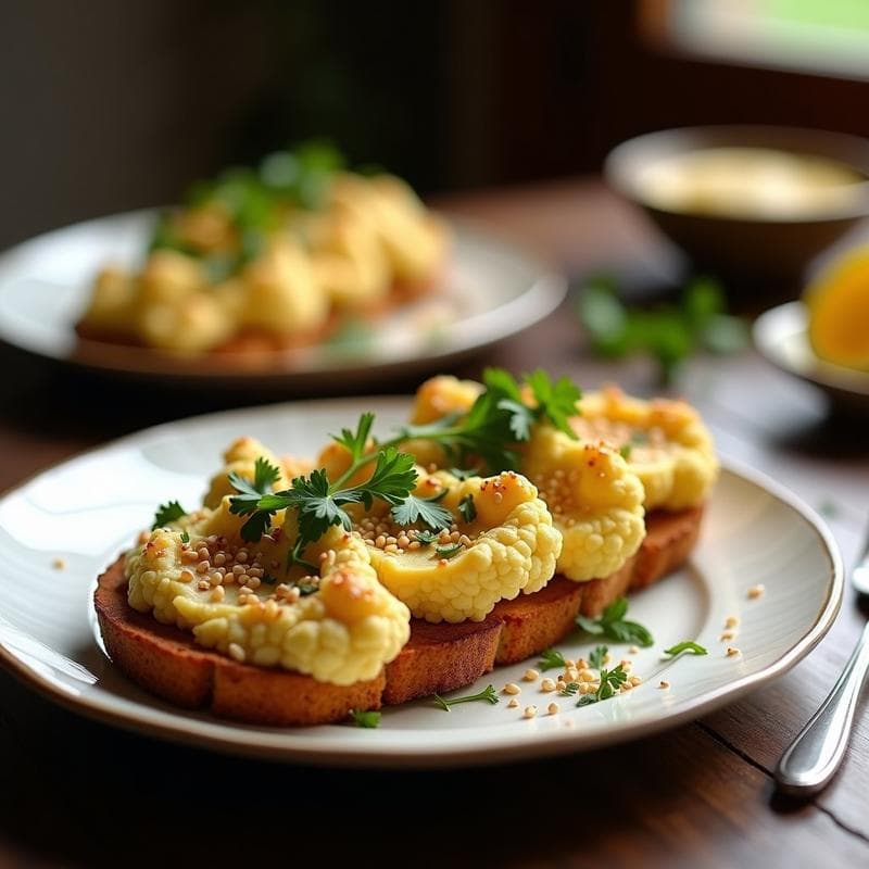 Tostadas de Coliflor con Hummus Ahumado: Receta Crujiente en Airfryer en 15 Minutos