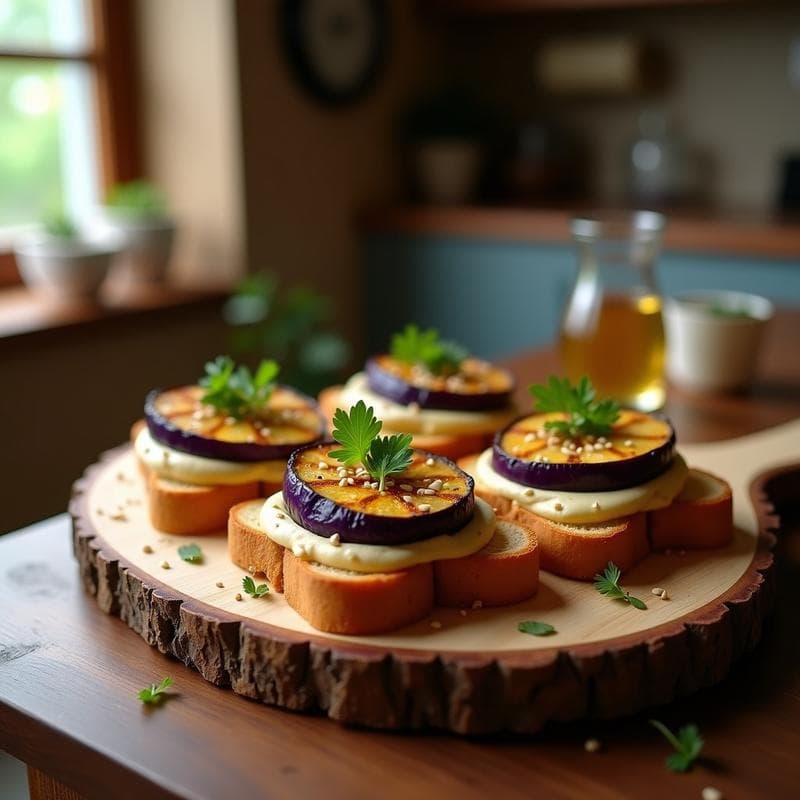 Tostadas Crujientes con Hummus y Berenjena Ahumada: Receta Rápida y Sin Gluten para un Aperitivo Saludable