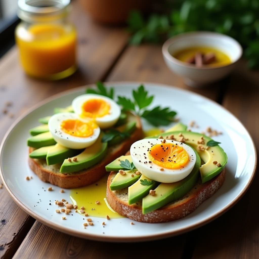 Tostadas de Pan de Espelta con Aguacate y Huevo Escabechado: Desayuno Sin Gluten y Proteico