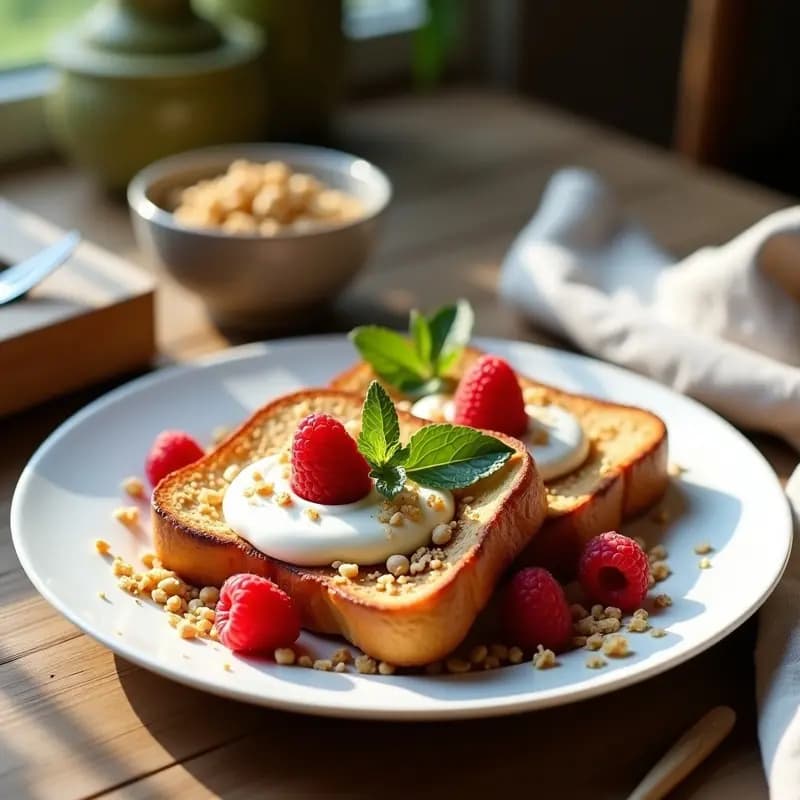Tostadas Francés con Granola y Yogur Griego: Desayuno Fácil y Nutritivo