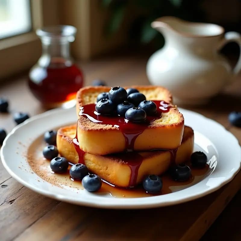 Tostadas Francesas de Brioche con Canela y Arándanos: Desayuno Americano Gourmet