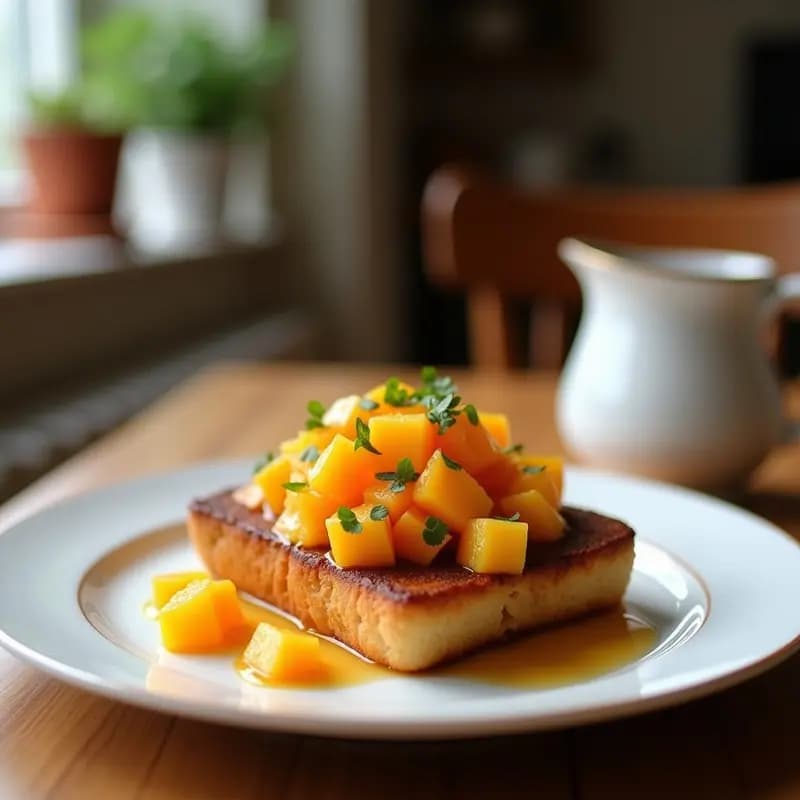 Tostadas Francesas de Brioche con Compota de Durazno y Cardamomo: Desayuno Indulgente en 15 Minutos