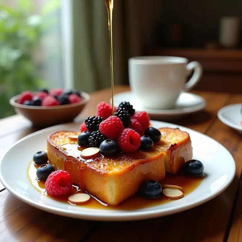 Tostadas Francesas de Brioche con Frutas del Bosque y Sirop de Arce: Desayuno Indulgent en 10 Minutos