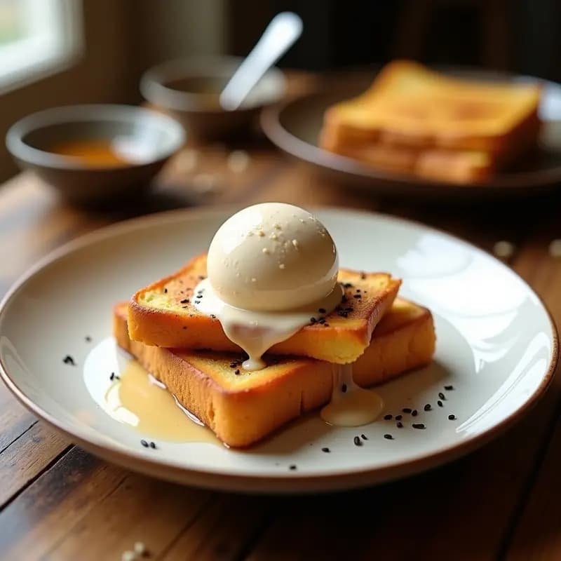 Tostadas Francesas de Brioche con Helado de Miso: Desayuno Japonés-Francés Dulce-Salado