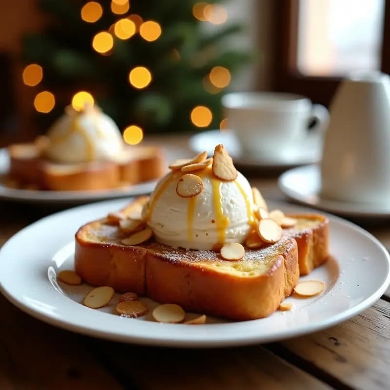 Tostadas Francesas de Brioche con Helado de Turrón: Desayuno Navideño Gourmet
