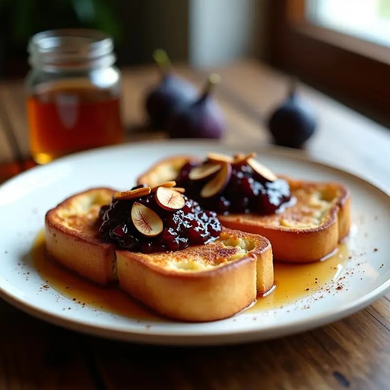Tostadas Francesas de Brioche con Compota de Higueras y Miel de Trufa: Desayuno de Lujo