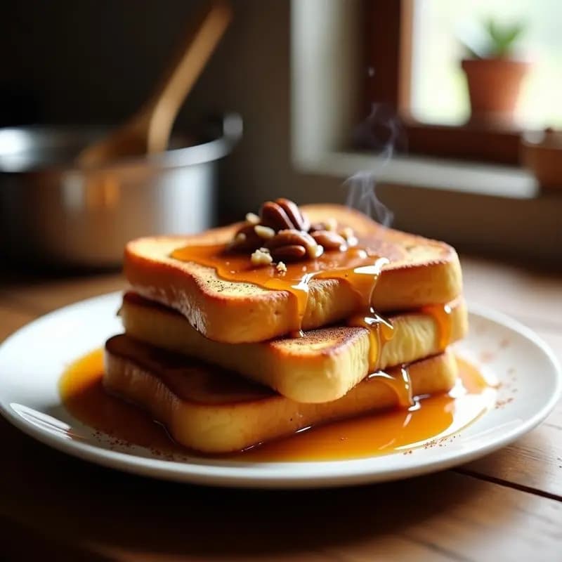 Tostadas Francesas de Pan Brioche con Sirope de Arce y Canela: Desayuno Canadiense Reconfortante