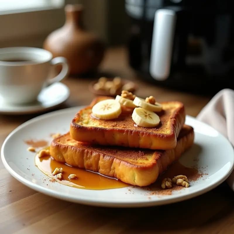 Tostadas Francesas con Canela y Plátano: Desayuno Americano en Airfryer Sin Harina