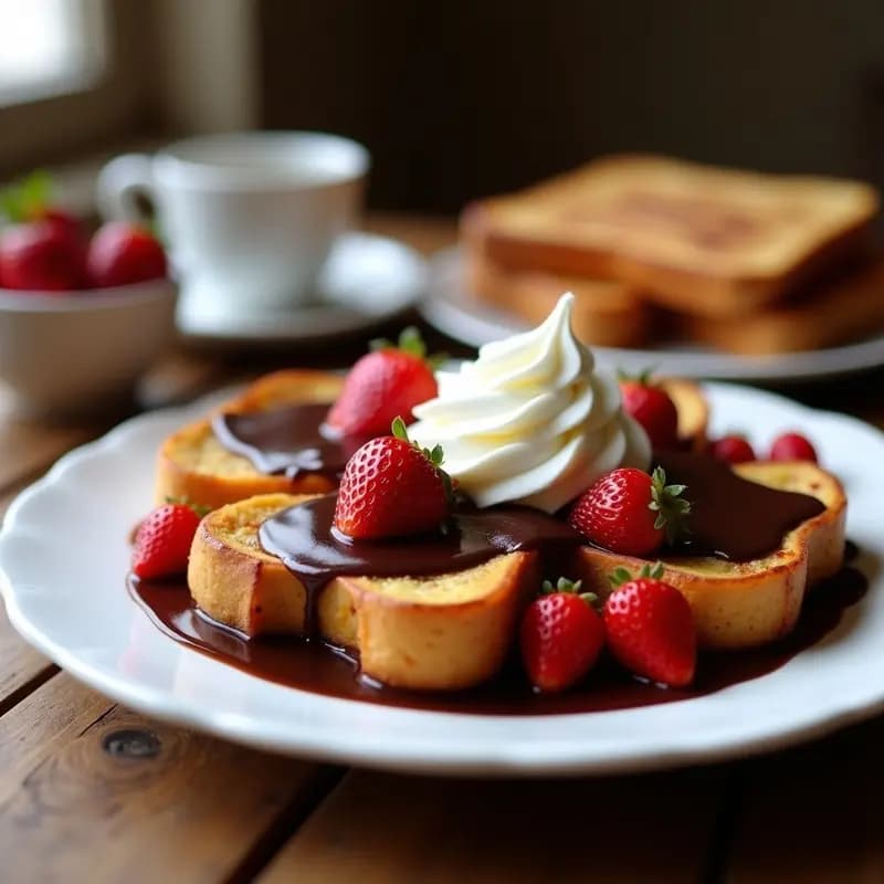 Tostadas Francesas Bañadas en Chocolate y Acompañadas de Fresas con Nata: Desayuno de Reyes