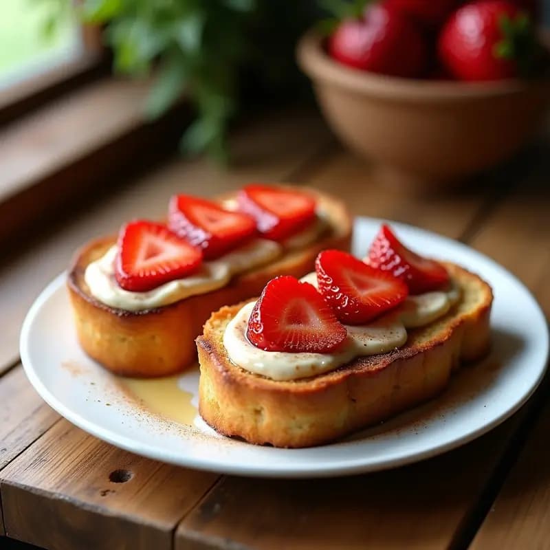 Tostadas Francesas con Crema de Avellana y Fresas: Desayuno Francés Dulce y Crujiente