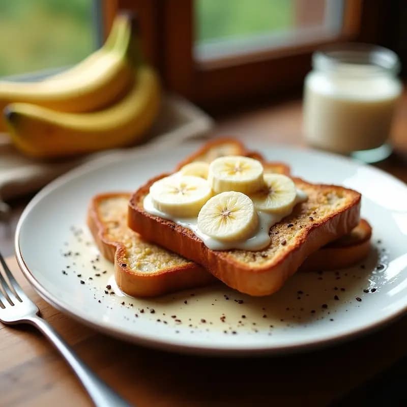 Tostadas Francesas con Crema de Avellanas y Plátano: Desayuno sin Azúcar y Alto en Energía