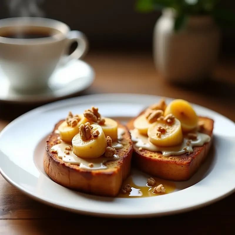 Tostadas Francesas con Crema de Castañas y Plátano Caramelizado: Desayuno Decadente Sin Lactosa